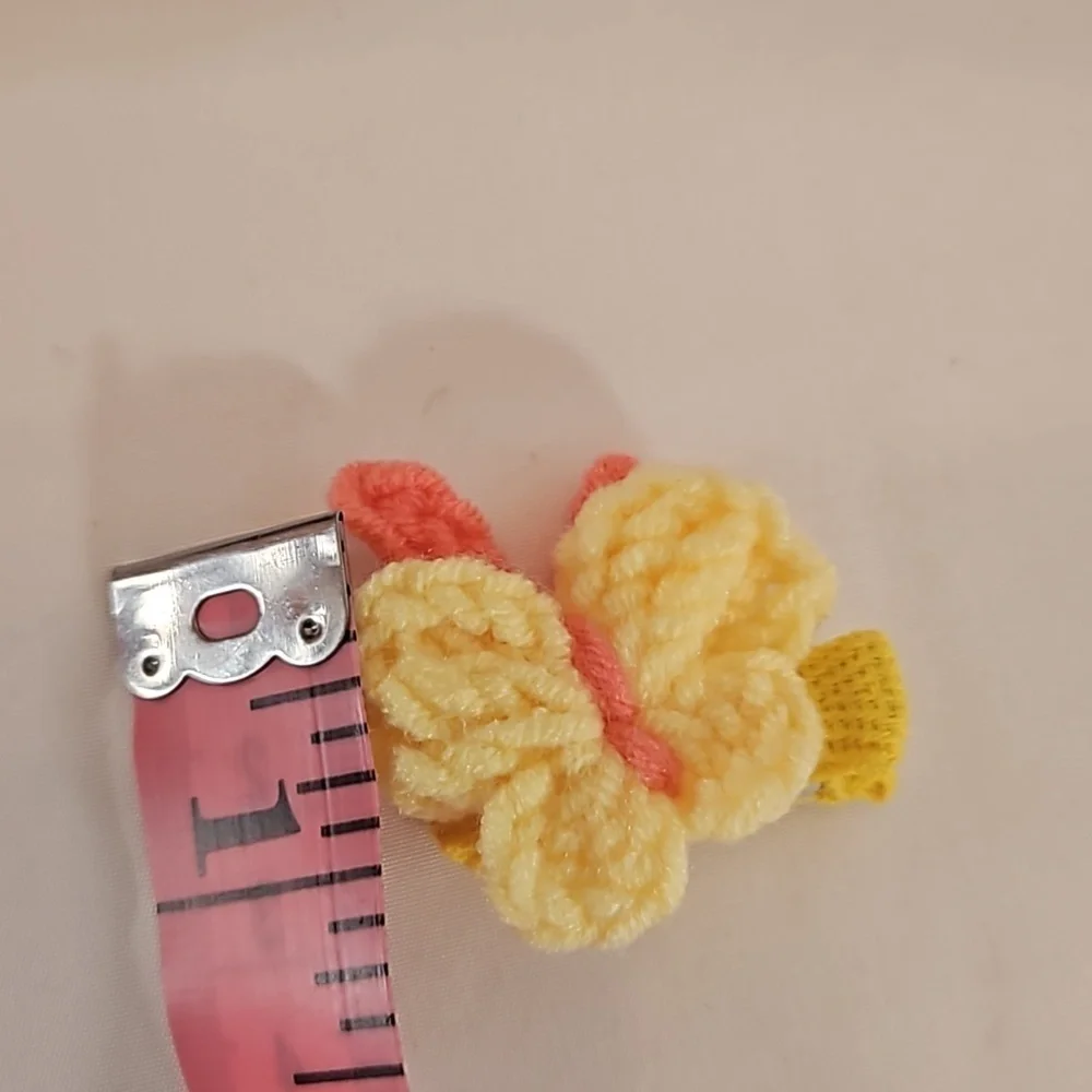 Hand Crafted Hand Knit Crochet Butterfly Hair Clip blue-yellow 1